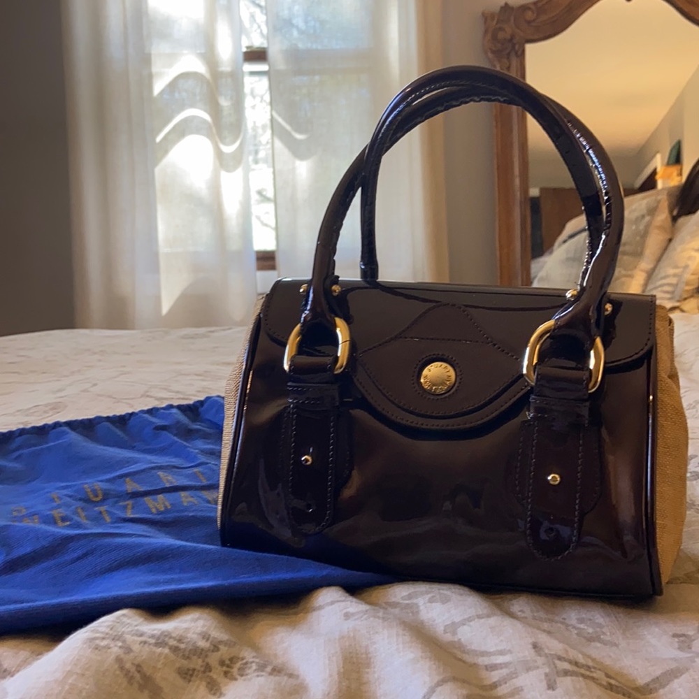 Stuart Weitzman “Mine” bronze Quasar handbag